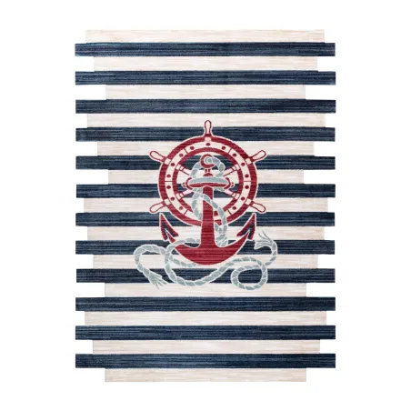 TOYS 75324 Anchor Children's Rug, modern design in cream and dark blue turquoise