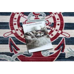 Children's rug in anchor shape, contemporary cream and dark blue turquoise colors