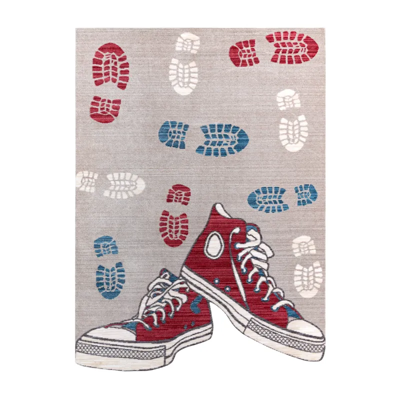 Kids Rug TOYS 75325 in grey and red fuchsia, modern children's rug