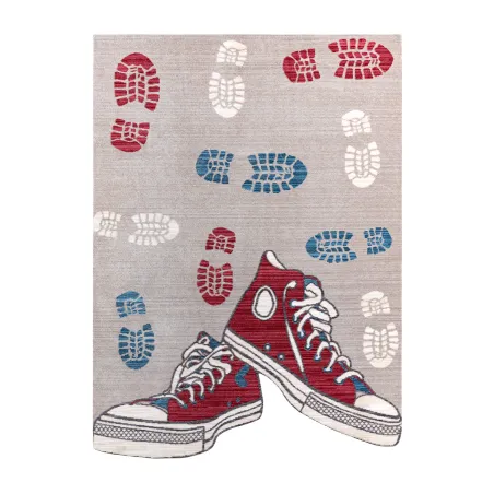 Kids Rug TOYS 75325 in grey and red fuchsia, modern children's rug