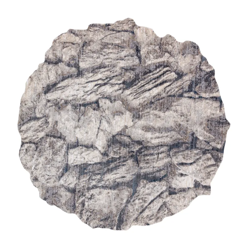 TINE 75417B Stone Rug in irregular shape, modern cream and grey carpet