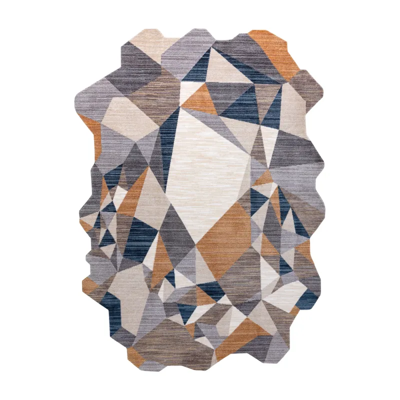 TINE 75419A Mosaic Rug - modern grey and yellow rug for living room