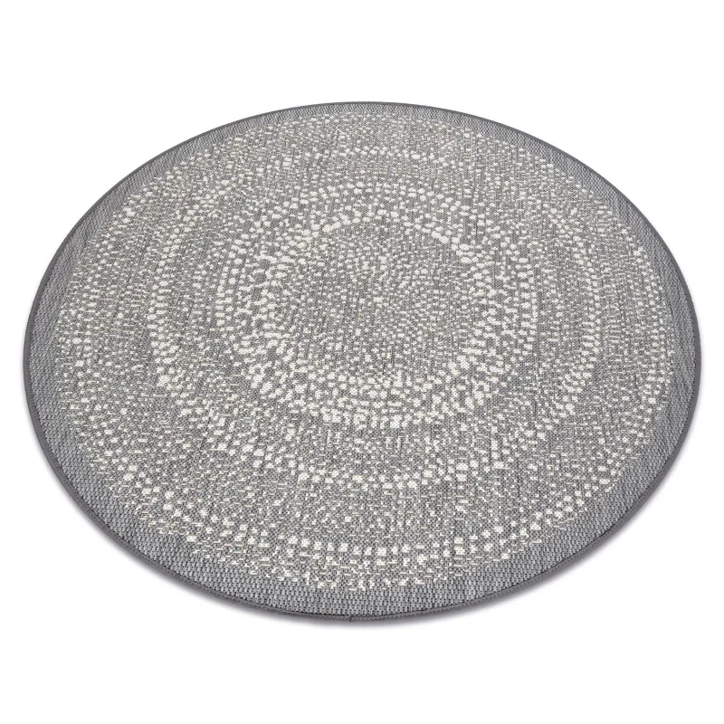 Round Sisal Rope Flat Rug 120cm Grey