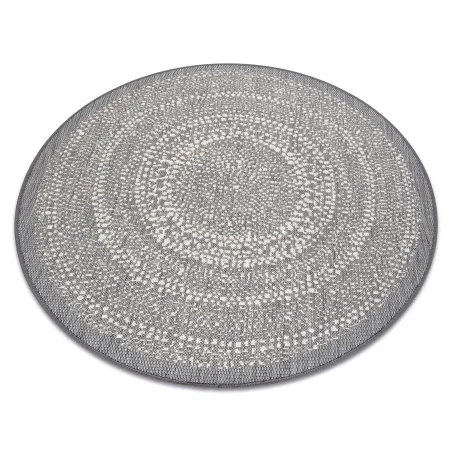 Round Sisal Rope Flat Rug 120cm Grey