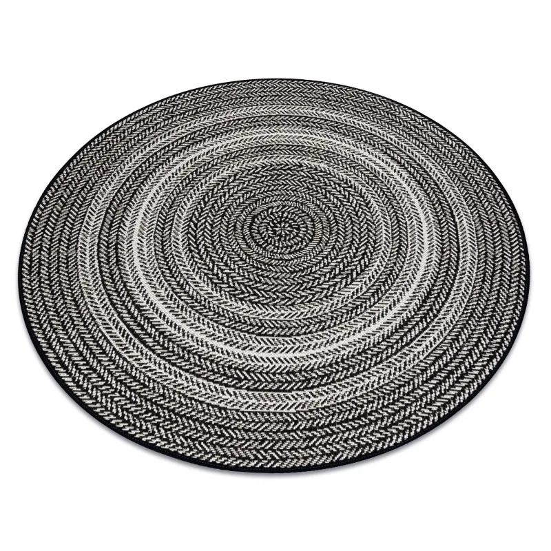 Round Sisal Rope Rug FLAT 120cm Black Boho