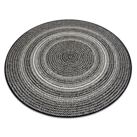 Round Sisal Rope Rug FLAT 120cm Black Boho