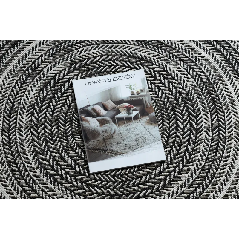 Round Sisal Rope Rug FLAT 120cm Black Boho