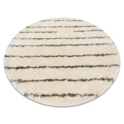 FLUFFY 2371 round shaggy rug stripes - cream / beige