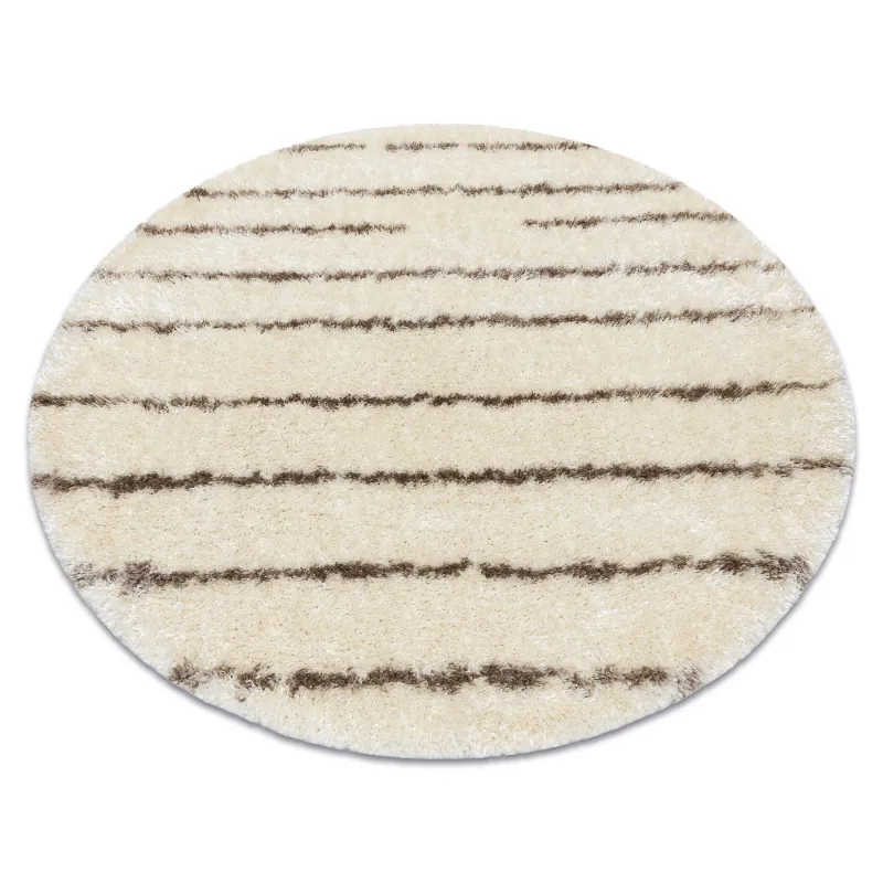 FLUFFY 2371 Round Striped Shaggy Rug