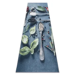 Washable Rug ANDRE 1151 Spoons, for Kitchen, Anti-Slip - Blue