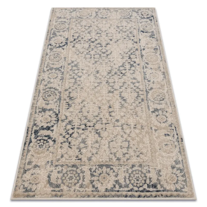 NAIN Wool Rug Frame Ornament Beige Navy