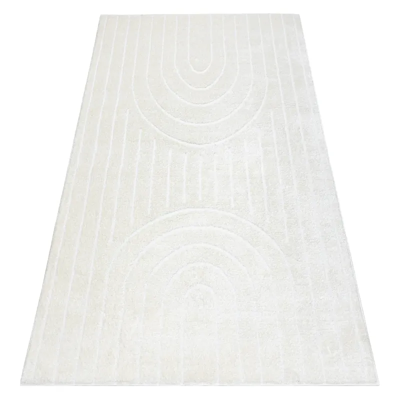 Modern geometric rug in cream color, perfect for contemporary living spaces
