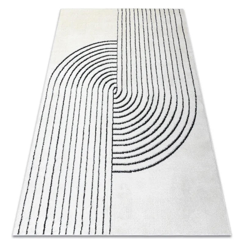 Modern geometric rug in cream and black, stylish design, modern carpets
