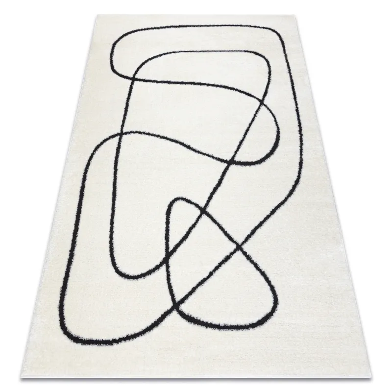 Abstract cream and black rug, modern design for stylish interiors
