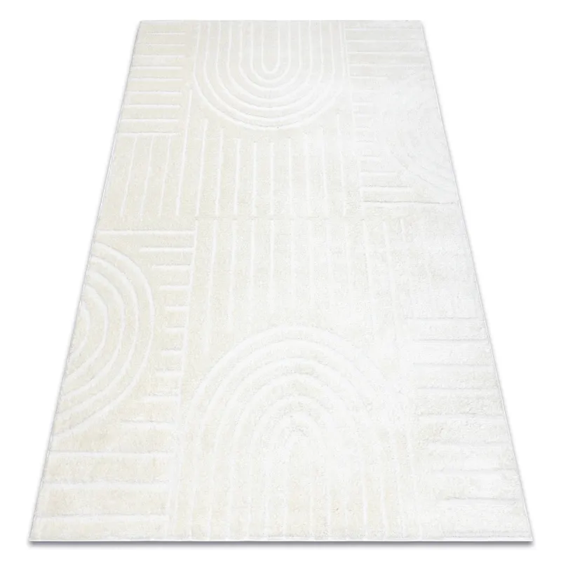Modern cream geometric rug, stylish addition to your living room