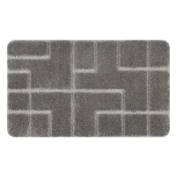 SUPREME LINES lines bathroom rug, non-slip, soft - gray