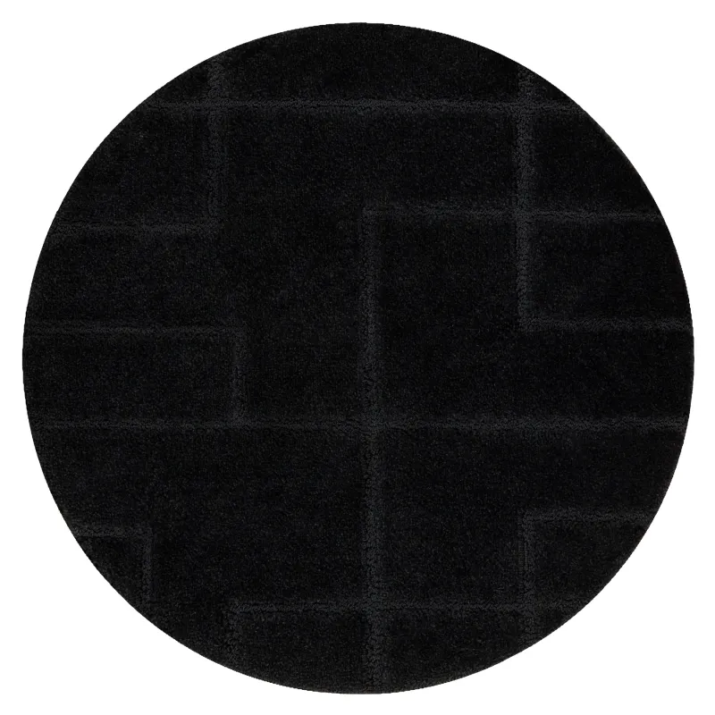 SUPREME LINES Round Bathroom Rug Black