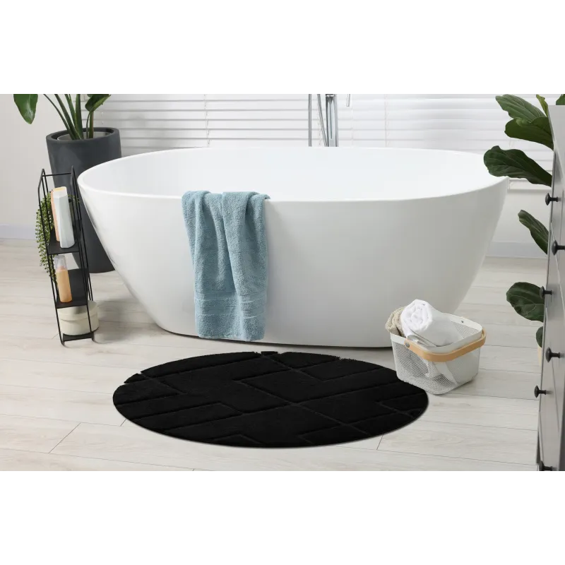 SUPREME LINES Round Bathroom Rug Black