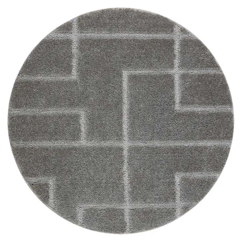 SUPREME LINES Round Bathroom Rug Grey