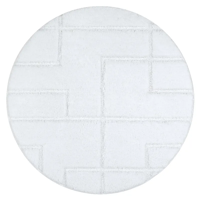 SUPREME Round Bathroom Rug LINES White