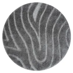 SUPREME bathroom rug round WAVES waves, non-slip, soft - grey