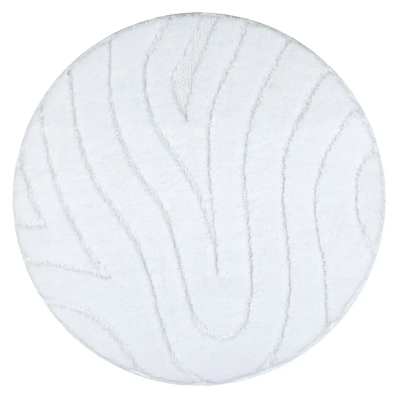 SUPREME Bathroom Round Rug White WAVES