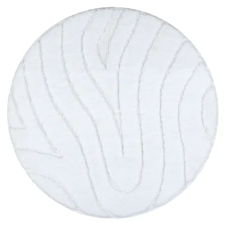 SUPREME Bathroom Round Rug White WAVES