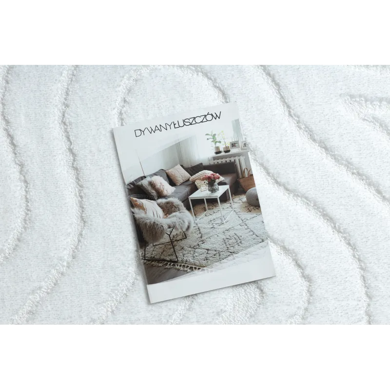 SUPREME Bathroom Round Rug White WAVES