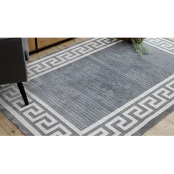 Stylish grey PEARL rug with Greek design