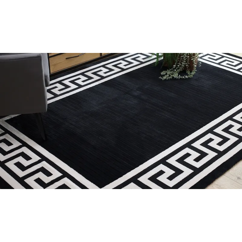 Black PEARL rug with elegant Greek design and stylish appeal