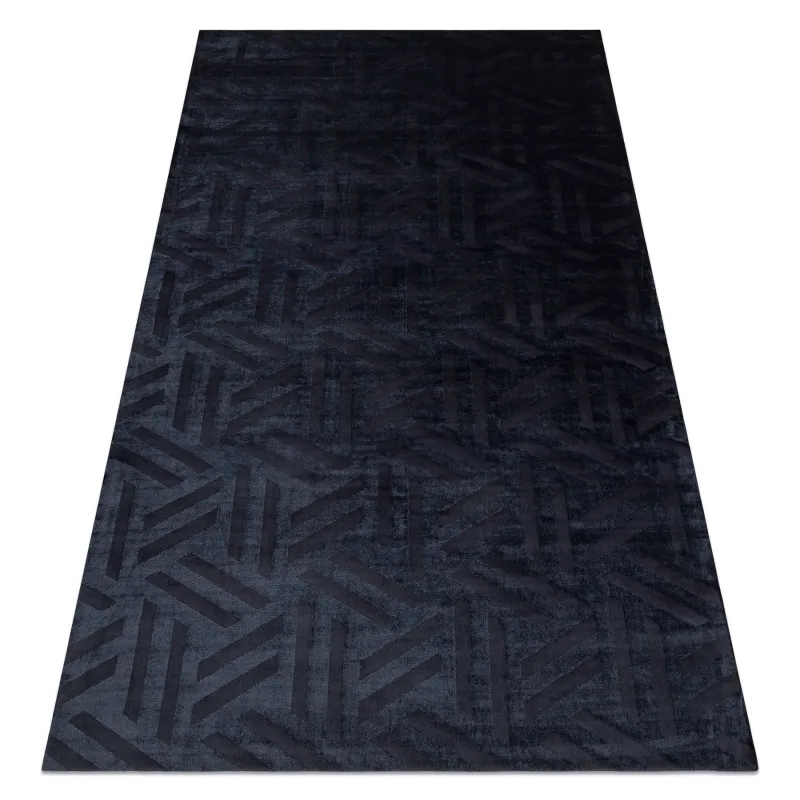 Exclusive geometric black rug PEARL 51326E, structured material