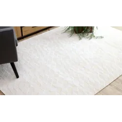 Cream PEARL 51321A rug featuring a modern geometric pattern