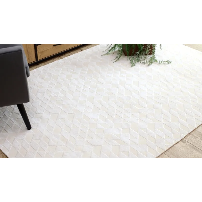 Cream PEARL 51321A rug featuring a modern geometric pattern