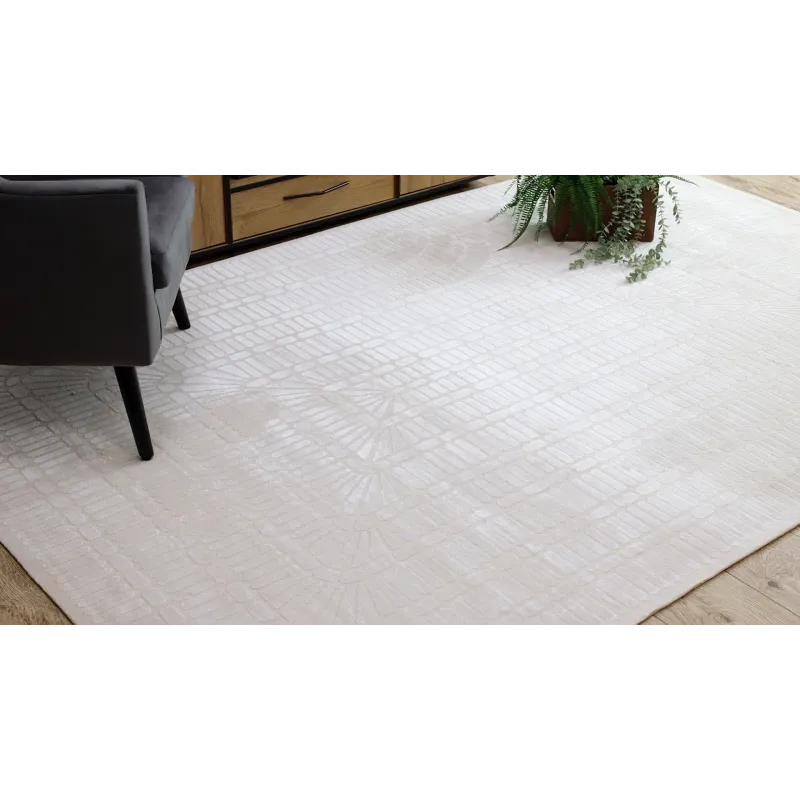 Cream PEARL 53132A rug with geometric style, elegant look