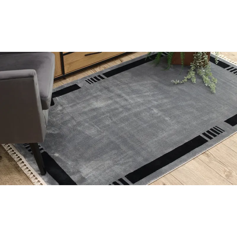Stylish grey AMOUR Frame Rug, perfect for modern interiors