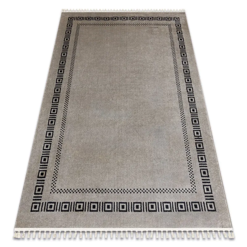 AMOUR 53098A beige patterned rug with black accents, modern and elegant