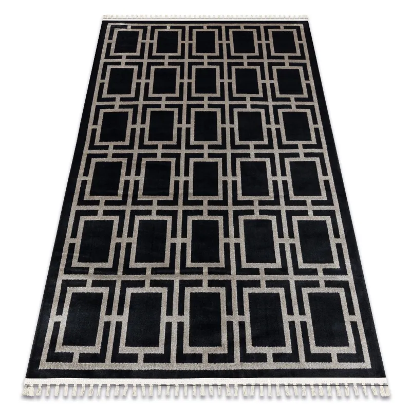 Elegant black geometric rug AMOUR 53078B for modern interiors