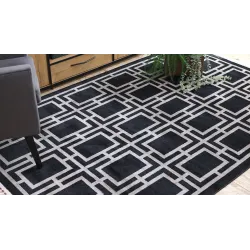 Modern black rug AMOUR 53078B with a geometric design