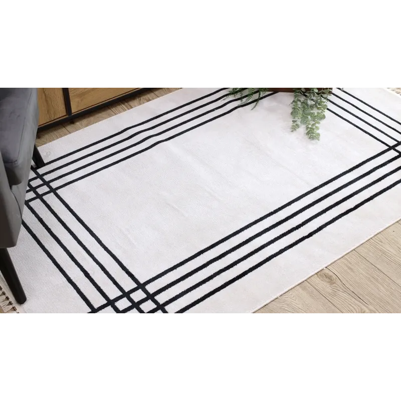 Modern cream rug featuring an elegant design