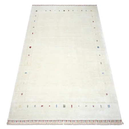 HERIZ A0987C Frame Rug, exclusive bamboo fiber carpet in cream