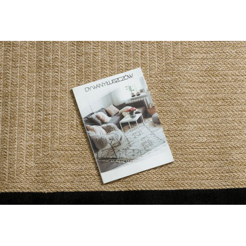 Elegant beige and black rug, perfect for contemporary spaces
