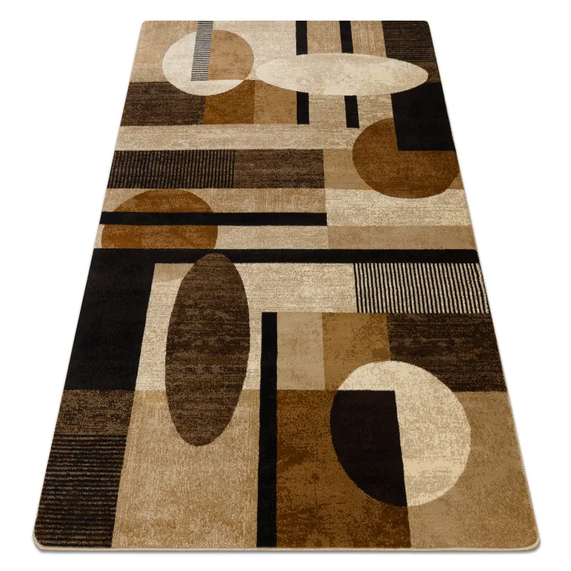 ROYAL 5376 geometric circles rug in beige and cream, classic design