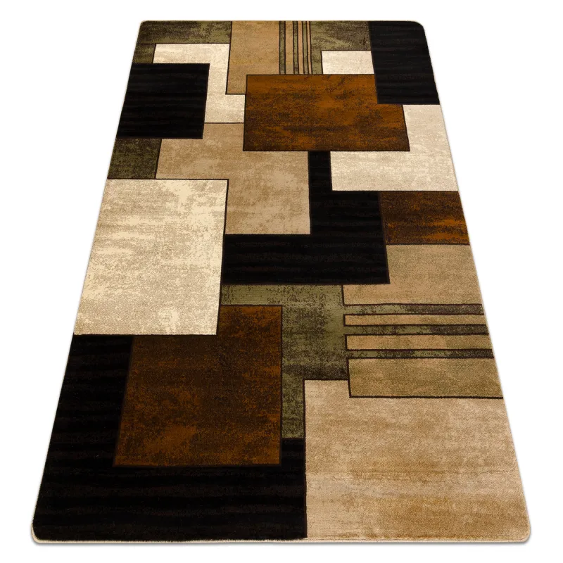 ROYAL 5367 3D geometric rug in black and brown, classic carpet style