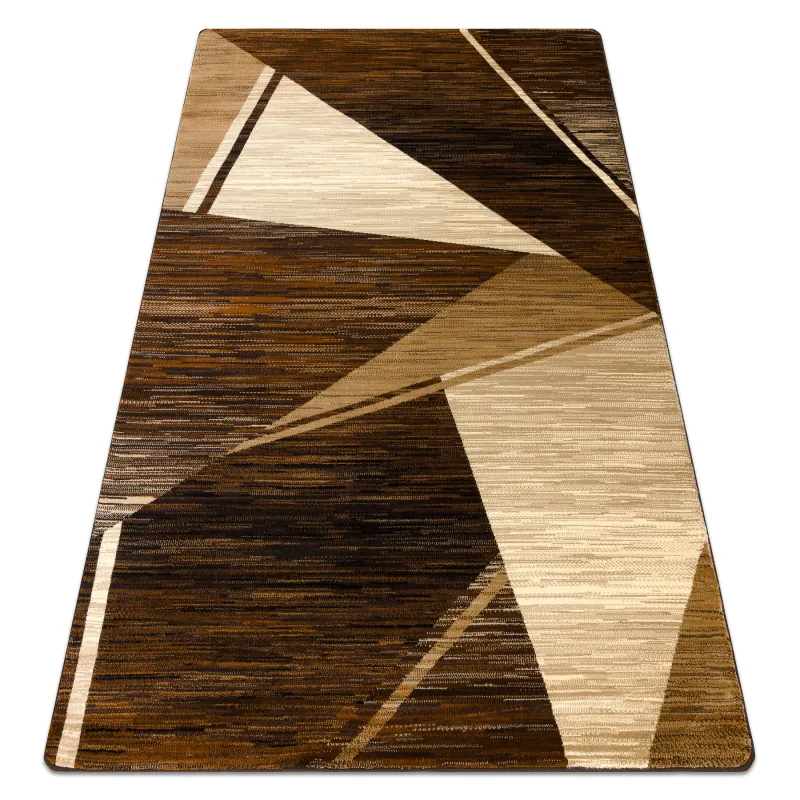 ROYAL HE397 geometric rug in brown and beige, classic carpet design