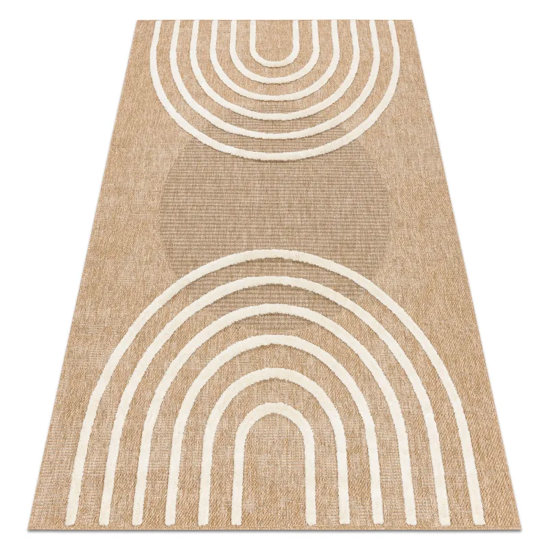 SPARK 0688A beige geometric rug, sisal material, perfect for modern interiors