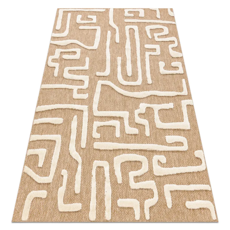 Labyrinth beige rug, made of sisal, structured, perfect for a stylish living room
