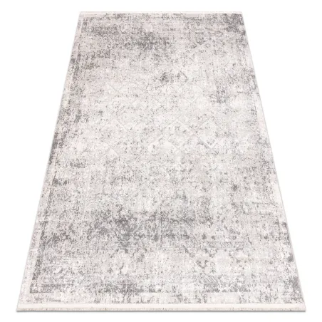 Modern grey diamond rug with fringes - classic style, geometric design
