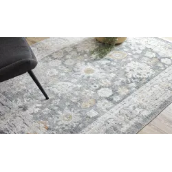 Stylish grey and white patterned rug, perfect for the living room
