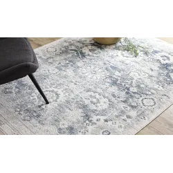 Rug in shades of blue and white, vintage style, classic carpet