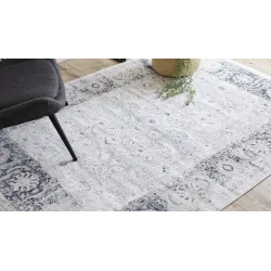 Stylish DISTIN 0843A rug in shades of navy and blue, modern design
